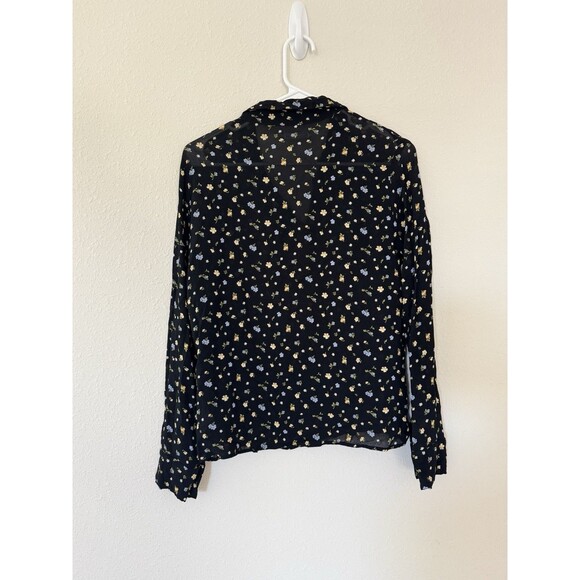 Reformation Black Floral Sheer Lansky Violet Button Up Shirt Size Large Feminine - Picture 4 of 9